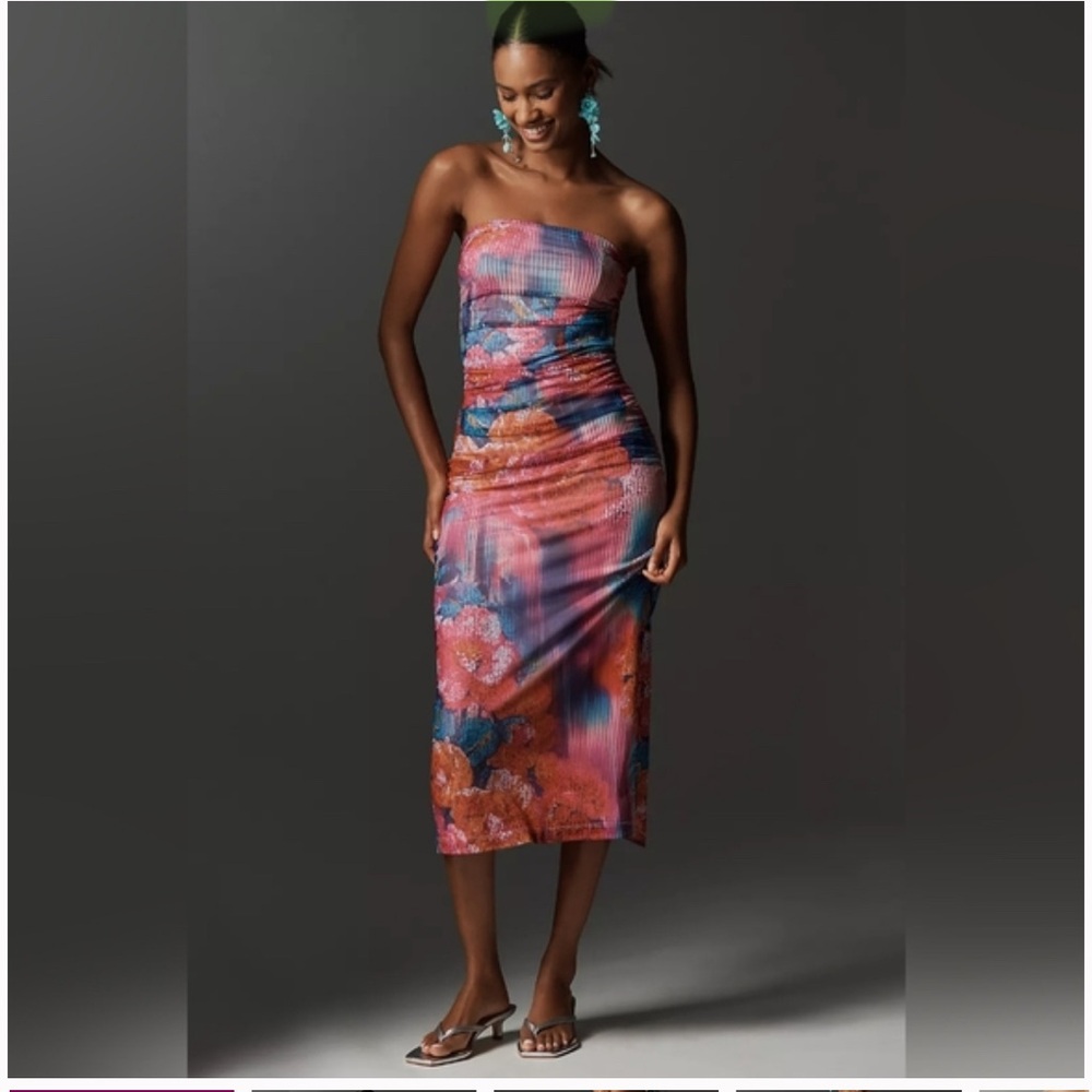 Anthropologie Strapless Multicolor Dress